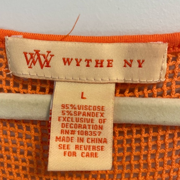 Wythe New York, Large, women’s orange maxi dress elastic waist mesh shoulders - Picture 3 of 4